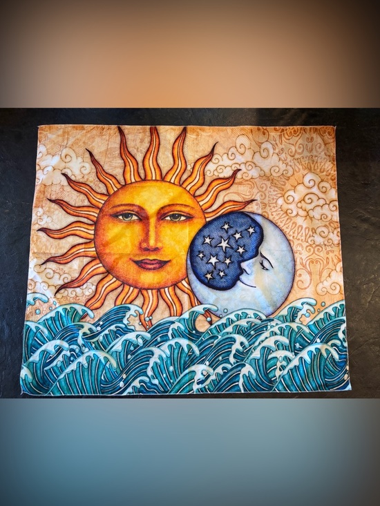 Other - Sun and Moon Tapestry Wall Hanging - Vibrant Blue & Golden Yellow Celestial
